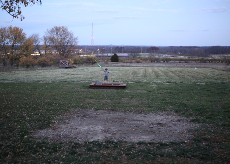 Dusk, light saber, and full moon