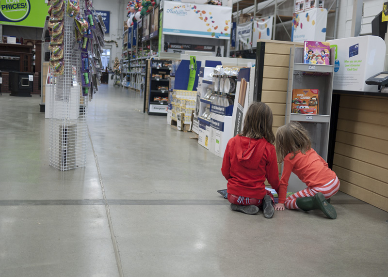 At Lowe’s, in pajamas